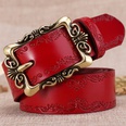 Twocolor womens retro cowhide new wide embossed pattern casual belt leatherpicture20